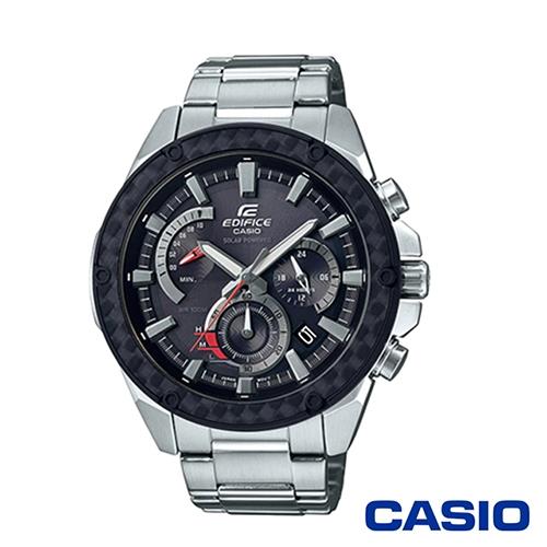 CASIO卡西歐小格紋重金屬太陽能時計男腕錶-黑x48mm(EQS-910D-1A)|會員