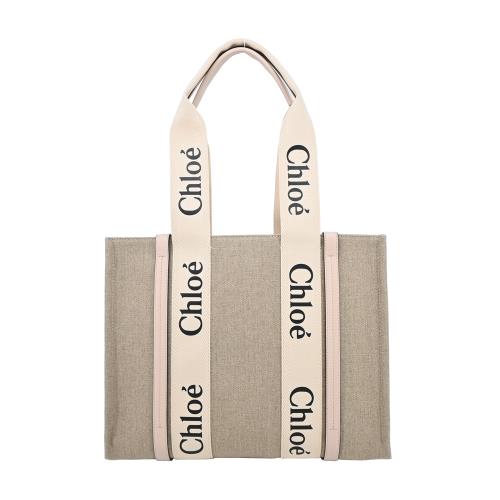 Chloe Woody tote bag帆布托特包(中號/粉色)