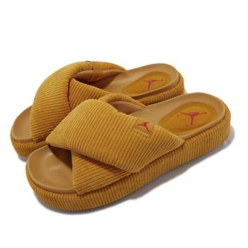 Nike 拖鞋 Wmns Jordan Sophia 女鞋 土黃 卡其 燈芯絨 交叉 舒適 涼拖鞋 DO8863-700