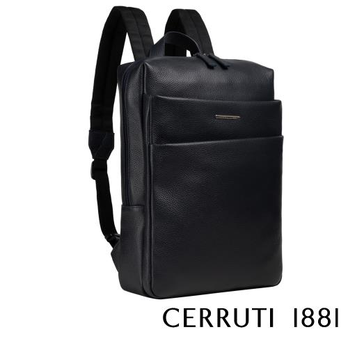 【CERRUTI 1881】限量2折 頂級義大利小牛皮後背包 CEZA05904M 全新專櫃展示品(黑色)