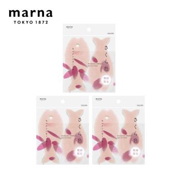 【日本 MARNA】日本製小魚造型菜瓜布3組6入-櫻花限定色(原廠總代理)