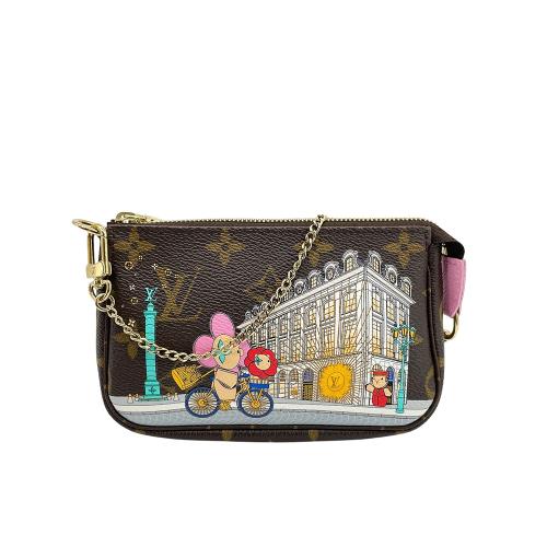 Louis Vuitton 吉祥物印花迷你金鍊小包(M81760-咖)