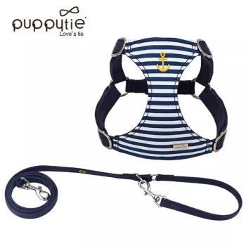 puppytie 海軍風 海軍藍 XS 寵物胸背帶+牽繩組 (狗胸背 貓胸背 背心胸背 防暴衝 可調節)
