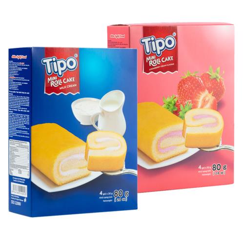 [TIPO]瑞士捲 口味選:(奶油風味/草莓風味)(80g*20盒/組)
