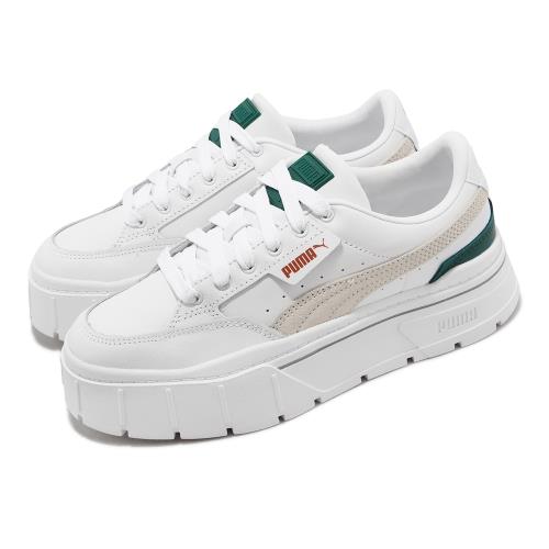 Puma 休閒鞋 Mayze Stack Wns 女鞋 白 綠 厚底 增高 拼接 皮革 復古 38436316