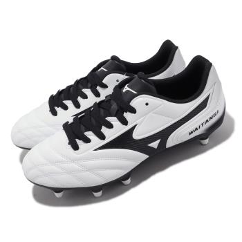 Mizuno 橄欖球鞋 Waitangi II CL 超寬楦 白 黑 男鞋 足球鞋 釘鞋 美津濃 R1GA2001-09
