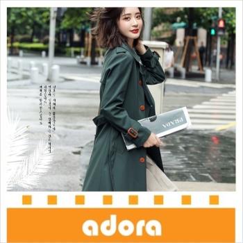 adora 英倫風女中長款過膝時尚垂感風衣客製外套@319