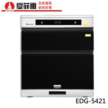 Eiffel 愛菲爾 EDG-5621 是款高質感2層下崁落地型金屬置物架，尺寸60CM，適合0L~50L容量空間使用。具備臭氧殺菌功能，有效除臭殺菌，材質堅固耐用，提供3年保固（天災與人禍不保固）。完美適用於廚房、浴室或儲物需求，提升居家空間整潔與衛生，是SEO推薦的實用金屬置物架首選。