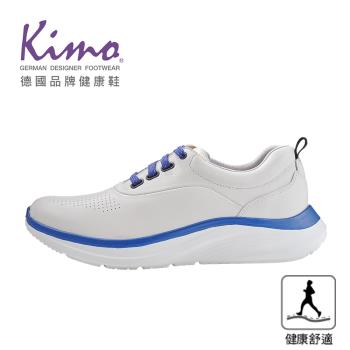 Kimo德國品牌健康鞋-專利足弓支撐-牛皮網布高彈韌綁帶健康鞋 男鞋 (花白色 KBCWM034020)
