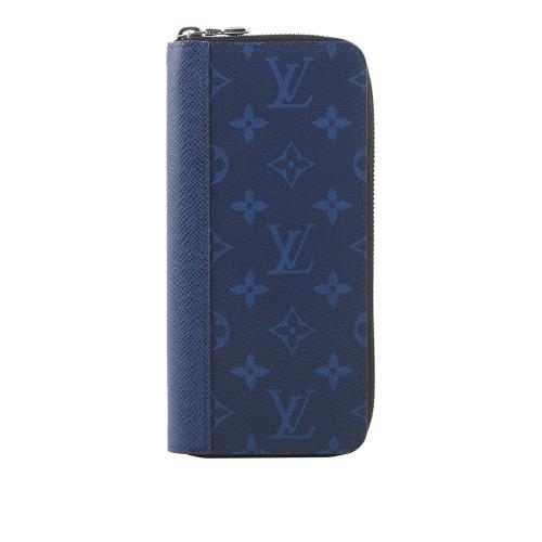 LV Monogram 塗層帆布直式拉鏈錢包(太平洋藍)_展示品 M30447