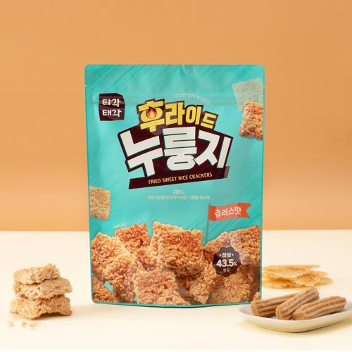【韓味不二】 韓國原裝鍋巴餅乾-吉拿棒口味 200g/包*4