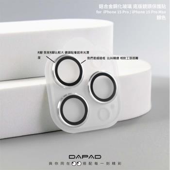 Dapad Apple iPhone 15 Pro 5G ( 6.1 吋 ) - 鋁合金鏡頭貼( 透明底版一體 ) -滿版-( 三眼 )