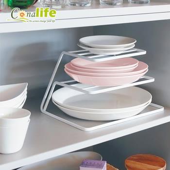 Conalife 2入組-日式鐵藝雙層餐盤收納架