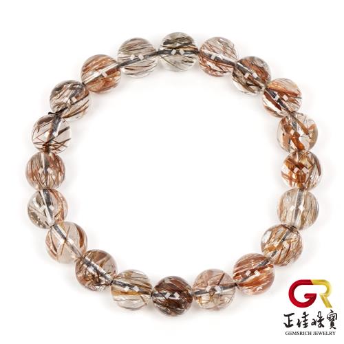 【正佳珠寶】 黑金超七雲母 冰透黑金 9.4-9.8mm 黑金超七雲母手珠｜日本彈力繩