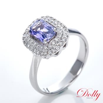 買一送一 Dolly 18K金 無燒斯裡蘭卡艷彩紫羅蘭色藍寶石1克拉鑽石戒指-007