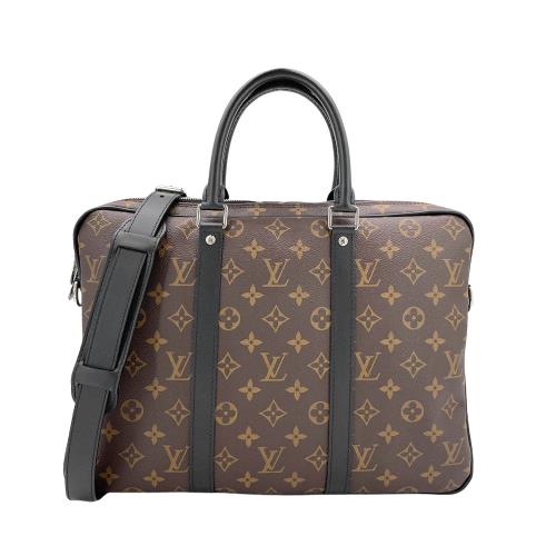 Louis Vuitton Monogram Macassar Canvas Porte-Documents Voyage PM Briefcase Laptop  Bag Article: M52005