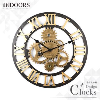 【iINDOORS】工業風設計時鐘-金色齒輪58cm