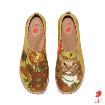 uin西班牙原創設計 男鞋 向日葵與貓彩繪休閒鞋M1010571