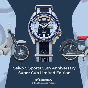 【SEIKO 精工】限量 5 Sports Honda 本田小狼聯名 SRPK37K1 機械錶 4R36-15A0B 藍