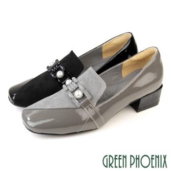 GREEN PHOENIX 女 跟鞋 包鞋 中跟 粗跟 全真皮 通勤 上班 宴會 台灣製U27-28833