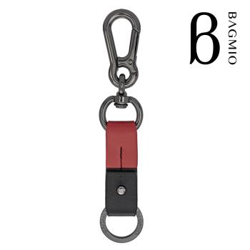 BAGMIO 雙環牛皮鑰匙圈-紅黑