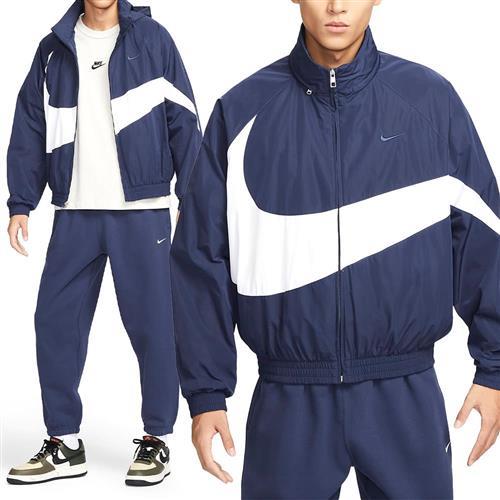 Nike AS M NK Swoosh WVN JKT 男藍色大勾立領運動防潑水外套FB7878-410