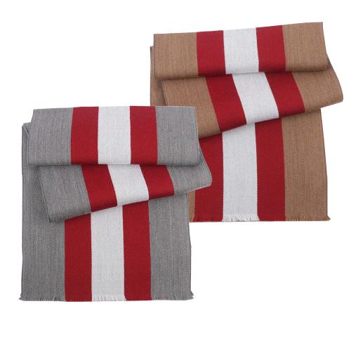 BALLY 紅白條紋及格紋雙面可用羊毛圍巾(任選) 630496