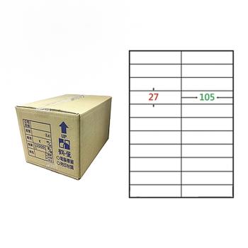 【鶴屋】A4電腦標籤 27x105mm 直角 22格 1000張入 / 箱 C27105(LX)