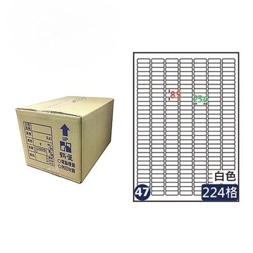 【鶴屋】A4電腦標籤 8.5x25.4mm 圓角 224格 1000張入 / 箱 L0925(LX)