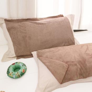 Yenzch 珊瑚絨枕頭巾(2入) 70x50cm 可可色 RM-90007 台灣製