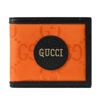 GUCCI 625573 Off The Grid 燙金LOGO尼龍對開8卡短夾.橘