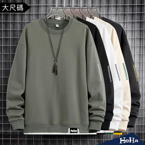 【HeHa】大碼 小字母假兩件長袖上衣 五色