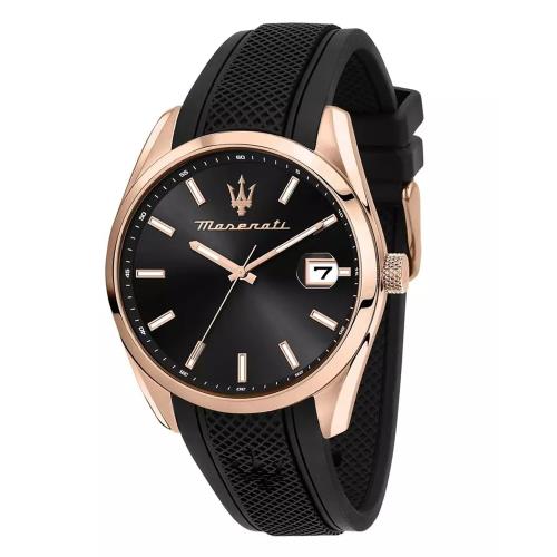 MASERATI 瑪莎拉蒂 Attrazione 尊爵玫金網格錶帶日期顯示矽膠腕錶 R8851151002