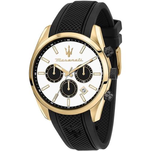 MASERATI 瑪莎拉蒂 Attrazione 高貴金網格錶帶日期顯示矽膠腕錶 R8851151001