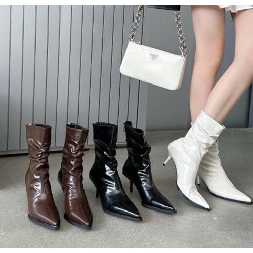 Sp house 心動推薦皺褶尖頭細高跟短筒靴(3色可選)