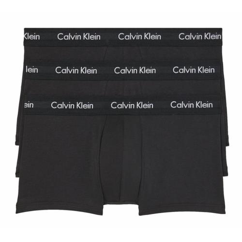 【Calvin Klein 凱文克萊】短版 COTTON 四角男內褲 透氣棉質 黑色3件一組 無盒裝