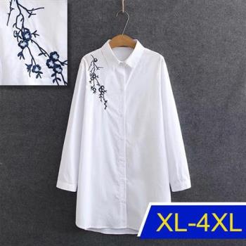 【韓國K.W.】刺繡時尚特惠韓國襯衫上衣(防曬/長袖襯衫/長袖上衣/薄外套)