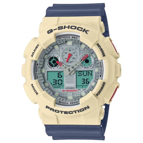 CASIO】卡西歐G-SHOCK 復古色彩GA-100PC-7A2 兩百米防水電子錶雙顯運動