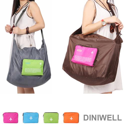 買一送一[韓版]DINIWELL多功能單肩斜背可折疊行李箱拉桿收納包(40L)-顏色隨機出貨