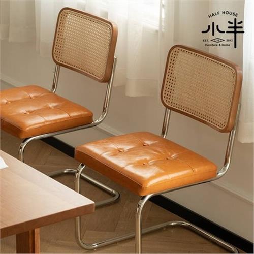 [hoi!]【小半家具】巴洛克中古椅 北歐復古藤編餐椅/休閒椅/靠背椅/辦公椅 黃色