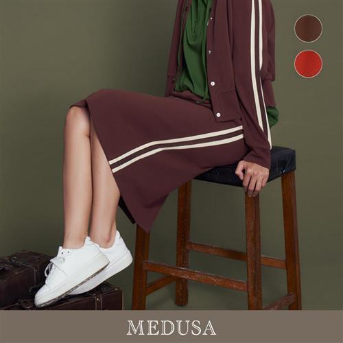 現貨【MEDUSA 曼度莎】織紋壓邊運動風中長裙 - 2色（M-XL）｜裙子 休閒套裝拆售