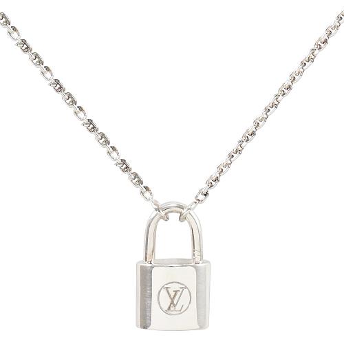 Louis Vuitton LV Q93559 Silver Lockit 限定款 LV LOGO鎖頭純銀項鍊