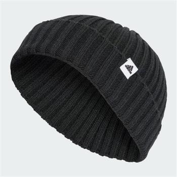 Adidas 毛帽 反折 小標 黑【運動世界】IB2656