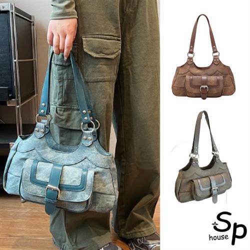 Sp house 復古擦色單背斜背手提女用包(3色可選)
