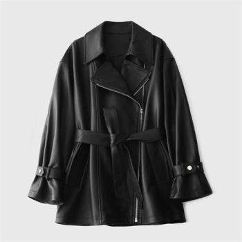 【米蘭精品】真皮皮衣羊皮夾克-秋季港風收腰顯瘦女外套74go8