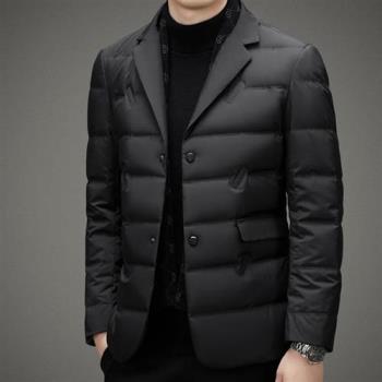 【米蘭精品】羽絨外套90%灰鴨絨夾克-都會保暖西裝百搭男外套2色74gs25