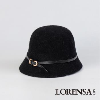 Lorensa 蘿芮 秋冬款復古優雅經典厚實保暖帽 黑色