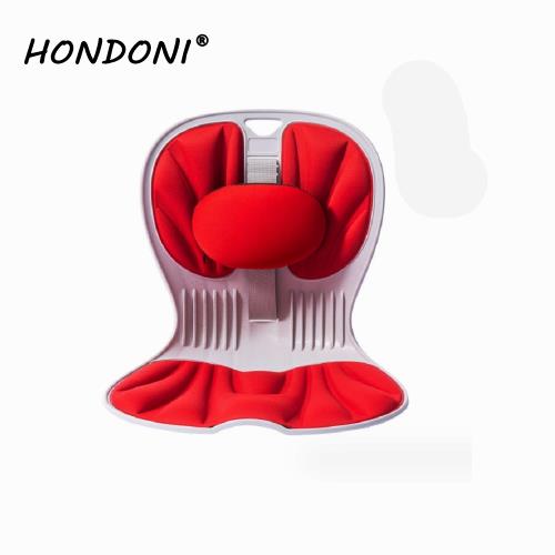 HONDONI 美體靠腰椅 減壓美姿調整坐墊 挺椎護腰坐墊 (增強腰靠深情紅)