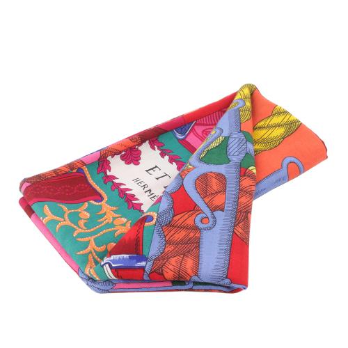 二手商品9.5成新_HERMES Della Cavalleria 彩色羊毛混絲絲巾(140 x 140)
