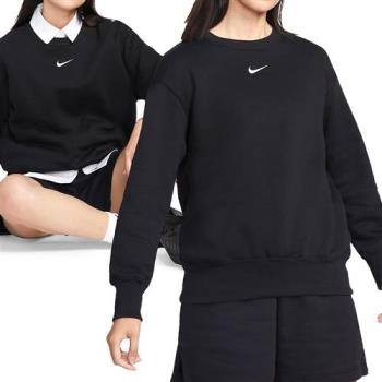 Nike W NSW PHNX FLC OS CREW 女款 黑色 運動 休閒 長袖 上衣 DQ5734-010